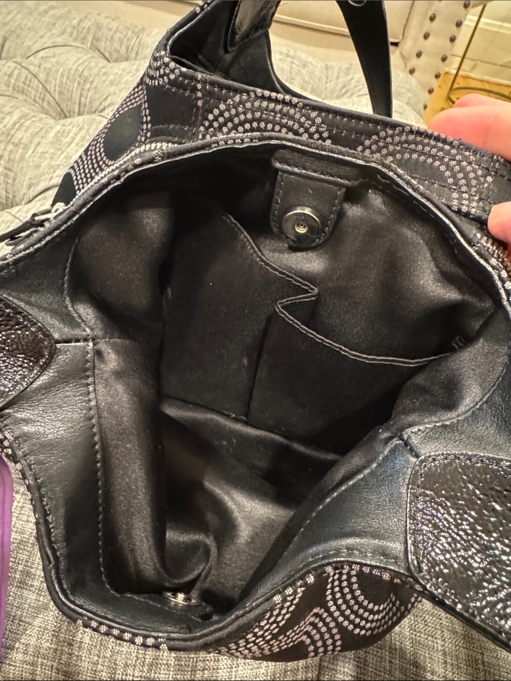 Coach Bag Ashley Dotted Op Art Black Signature Logo Hobo Shoulder Bag - Picture 14 of 17
